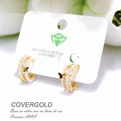 Aretes con circones en covergold