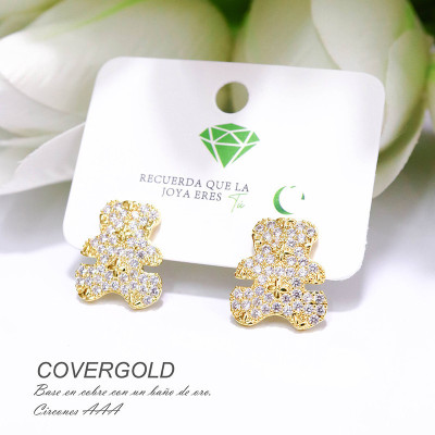 Aretes de oso con circones en covergold