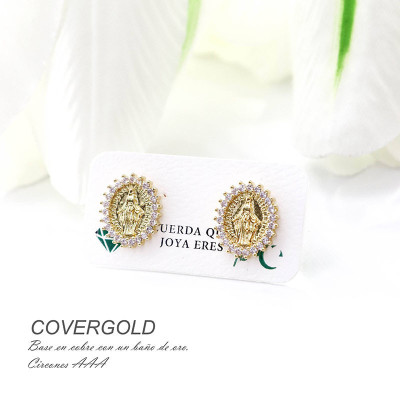 Aretes de la virgen de Guadalupe en covergold