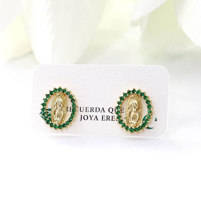 Aretes de la virgen de Guadalupe en covergold