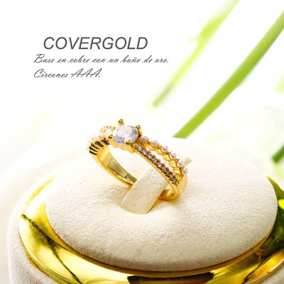Anillo de circones en covergold