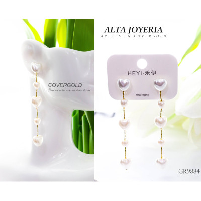 Aretes de perlas en covergold
