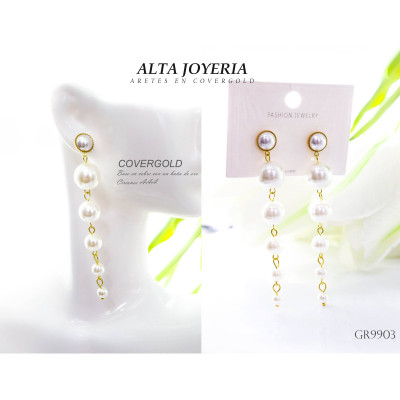 Aretes de perlas en covergold