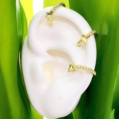 Set de earcuff en covergold con baño en Rodio
