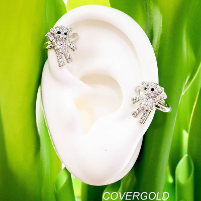 Set de earcuff en covergold con baño en Rodio