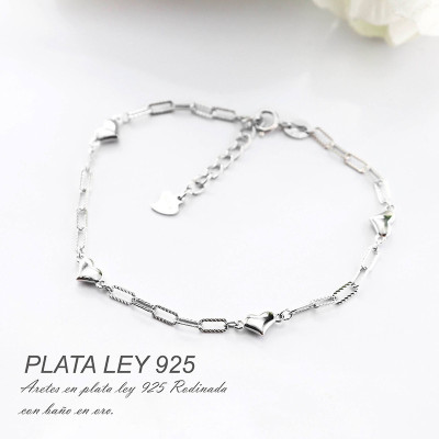 Pulsera en plata ley 925 con baño en Rodio