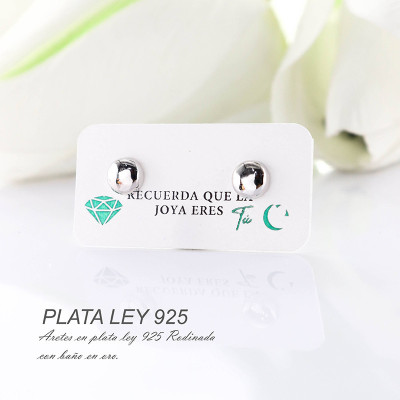 Aretes en plata ley 925 con baño en Rodio