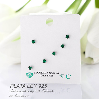 Aretes en plata ley 925 con baño en Rodio