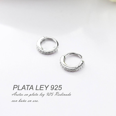 Aretes en plata ley 925 con baño en Rodio