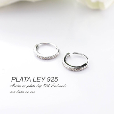 Aretes en plata ley 925 con baño en Rodio