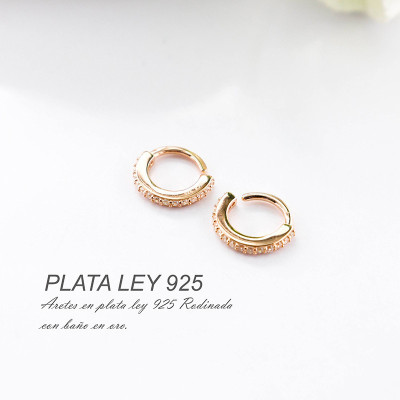Aretes en plata ley 925 con baño en Rodio
