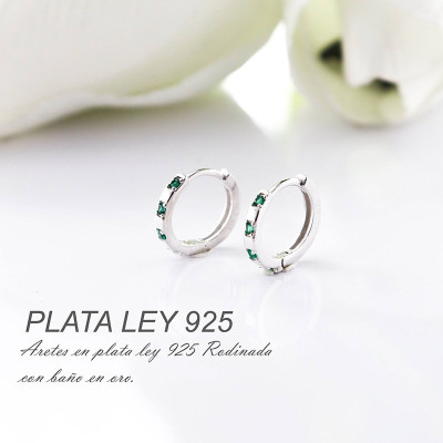 Aretes en plata ley 925 con baño en Rodio