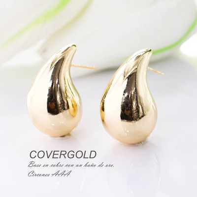 Aretes de gota en covergold con baño en Rodio