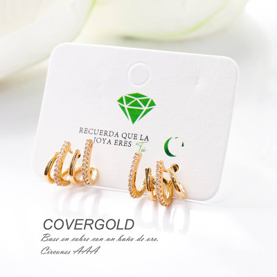 Aretes en covergold con baño en Rodio