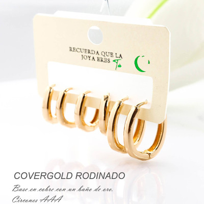 Set x 3 de candongas en covergold con baño en Rodio
