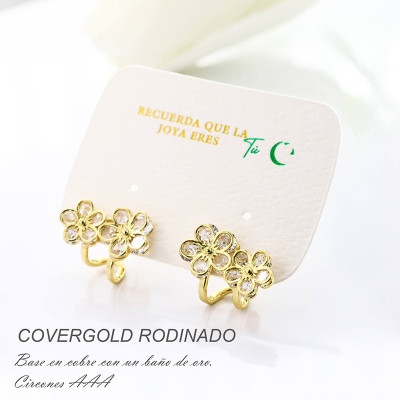 Aretes en covergold con baño en Rodio