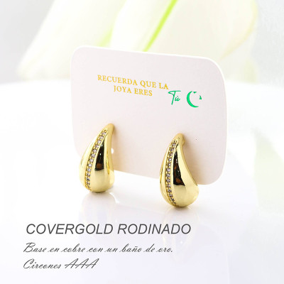 Aretes en covergold con baño en Rodio