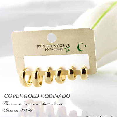 Set de candongas en covergold con baño en Rodio