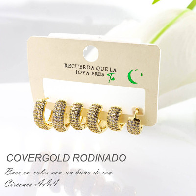 Set de candongas en covergold con baño en Rodio