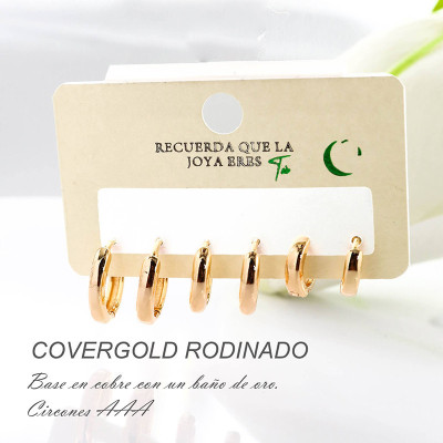 Set de candongas en covergold con baño en Rodio