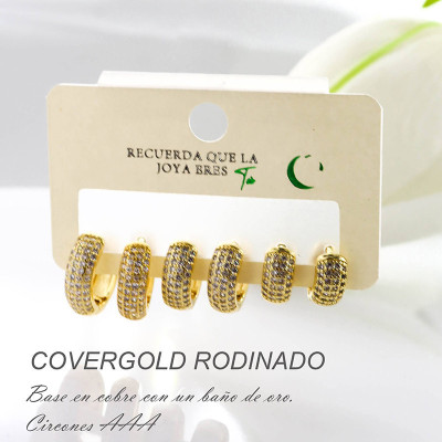 Set de candongas en covergold con baño en Rodio