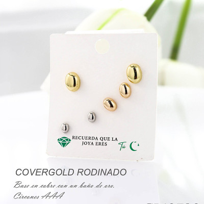 Set x 3 de candongas en covergold con baño en Rodio