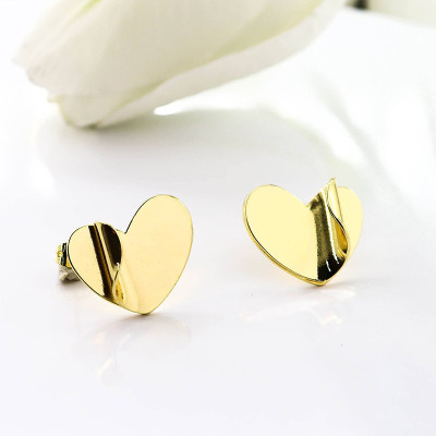 Aretes de corazón en covergold con baño en Rodio