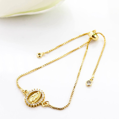 Pulsera de la virgen de Guadalupe en covergold con baño en Rodio