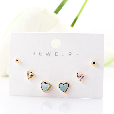 Set x 3 aretes de corazón en Rodio