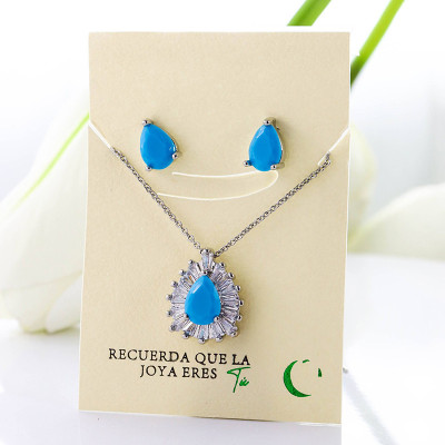 Set collar y aretes en Rodio