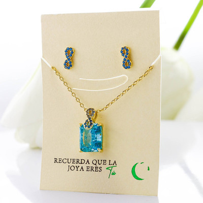 Set collar y aretes en Rodio