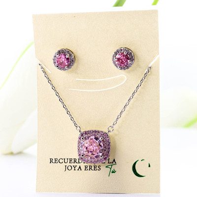 Set collar y aretes en Rodio