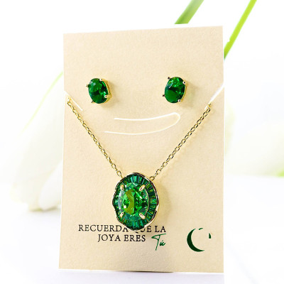 Set collar y aretes en Rodio