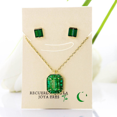 Set collar y aretes en Rodio