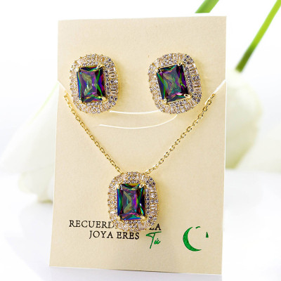 Set collar y aretes en Rodio