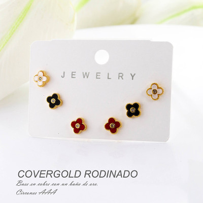 Set x 3 aretes de flor en Rodio