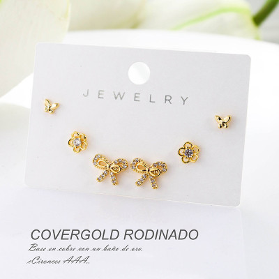 Set x 3 aretes de moños en Rodio