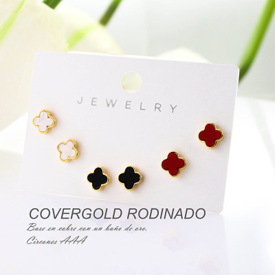 Set x 3 aretes de flor en Rodio
