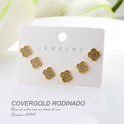 Set x 3 aretes de flor en Rodio