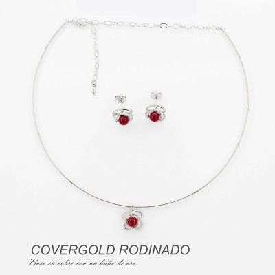 Set collar y aretes Ancora en covergold Rodinado