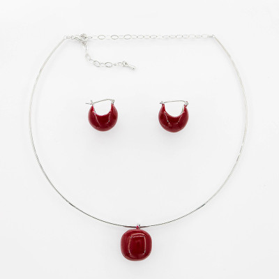 Set collar y aretes Ancora en covergold Rodinado