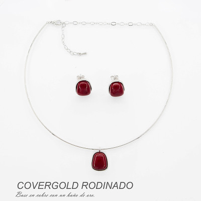 Set collar y aretes Ancora en covergold Rodinado