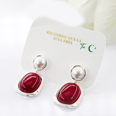 Aretes Ancora con perla en covergold Rodinado