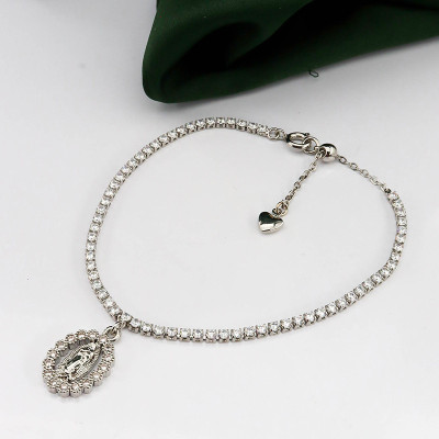 Pulsera en Covergold Rodinado y virgen de Guadalupe