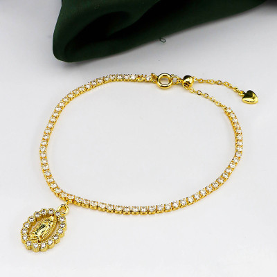 Pulsera en Covergold Rodinado y virgen de Guadalupe