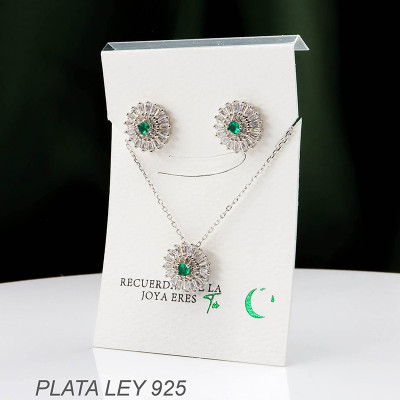 Set en plata ley 925 con baño en Rodio