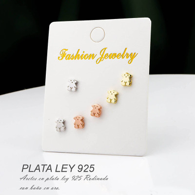 Set x3 aretes en plata ley 925 con baño en Rodio