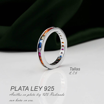 Anillo en plata ley 925 con baño en Rodio