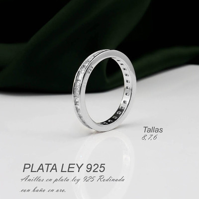Anillo en plata ley 925 con baño en Rodio