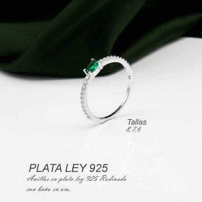 Anillo en plata ley 925 con baño en Rodio